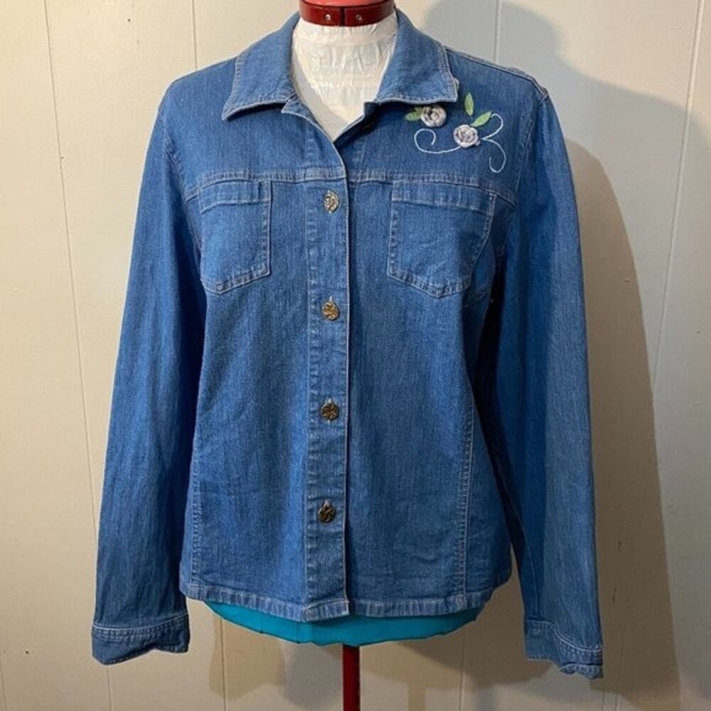 City Blues by Koret Denim Boho Button Down Long Sleeve Cotton Womens Top Size L